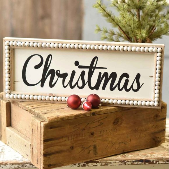 Set/2 Wooden Beaded Christmas Signs - Picture 6 of 7